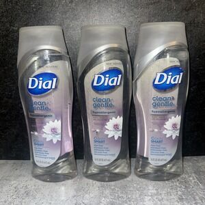 3 X DIAL CLEAN + GENTLE HYPOALLERGENIC BODY WASH WATERLILY 16oz Cracked Caps